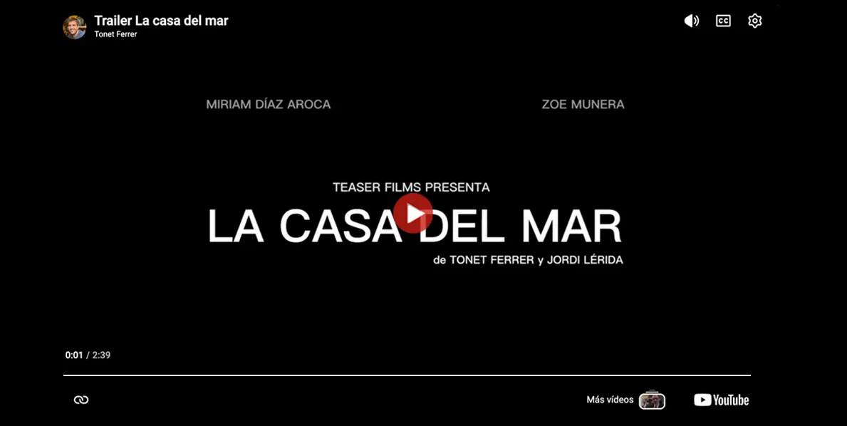 Créditos iniciales del tráiler oficial de la obra de teatro La casa del mar, producida por Teaser Films.