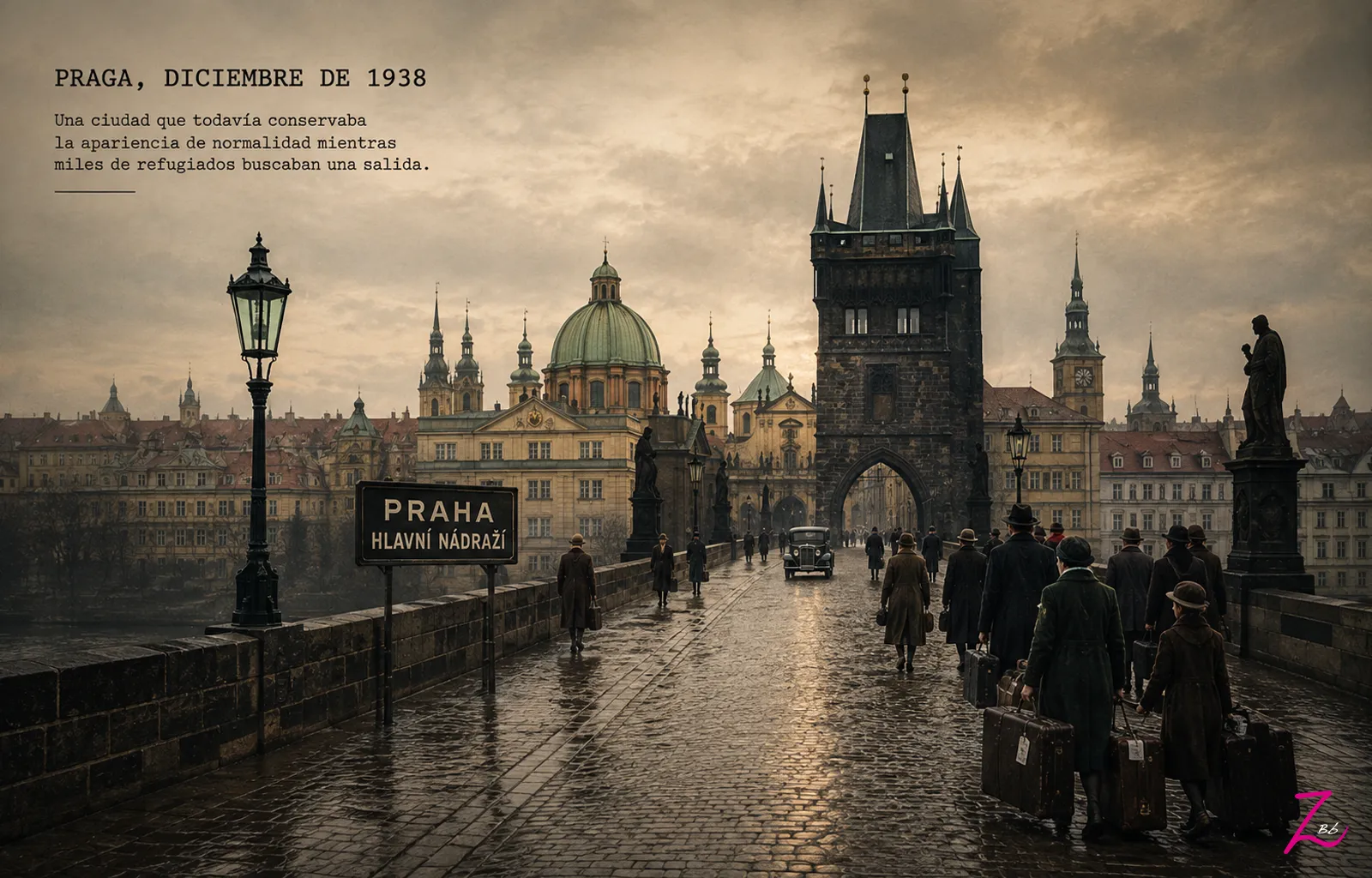 Praga en diciembre de 1938 mientras miles de refugiados buscaban una salida