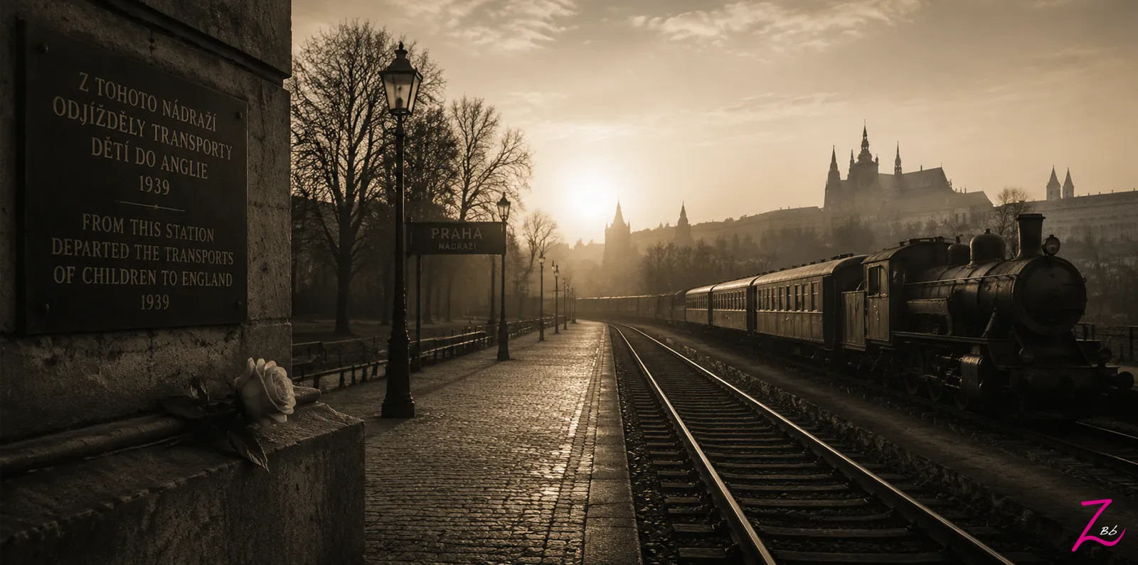 Estación de Praga y vías del tren como símbolo de la memoria de los niños rescatados por Nicholas Winton