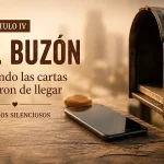 Buzón antiguo junto a un teléfono móvil, portada del capítulo IV de El buzón.