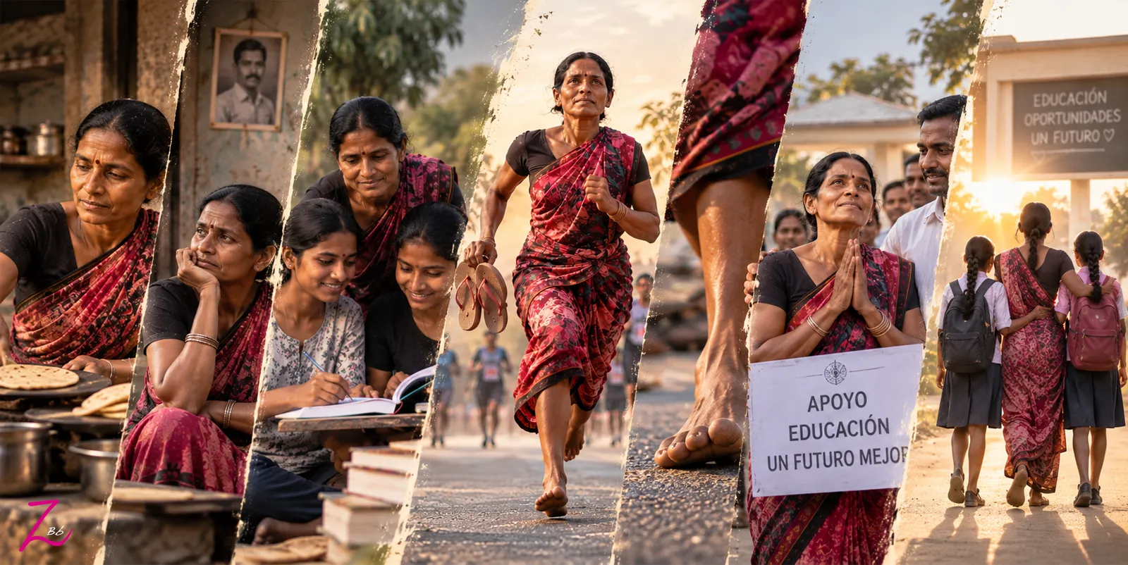 Recreación artística de la historia de Ramabai, desde su trabajo hasta la carrera y el futuro de sus hijas