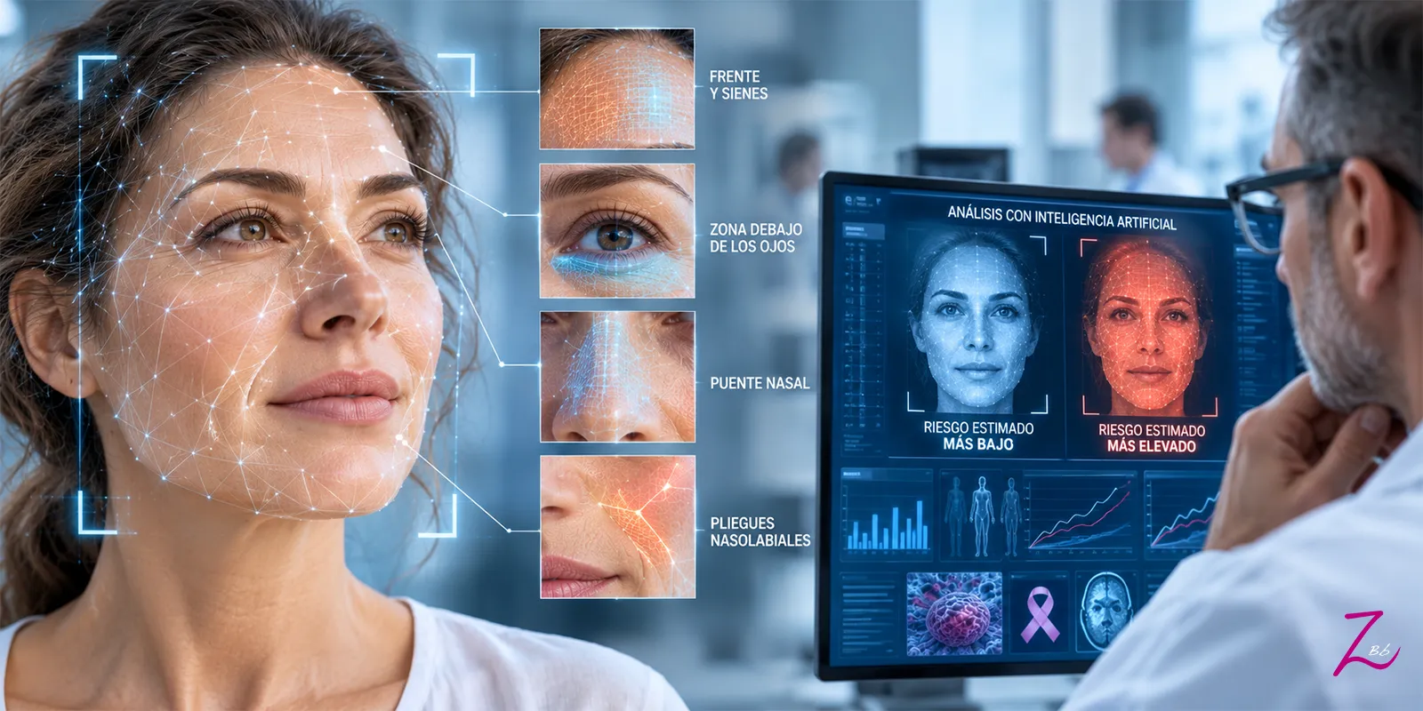 Inteligencia artificial analiza rasgos faciales para estudiar patrones relacionados con el riesgo de supervivencia en pacientes con cáncer.