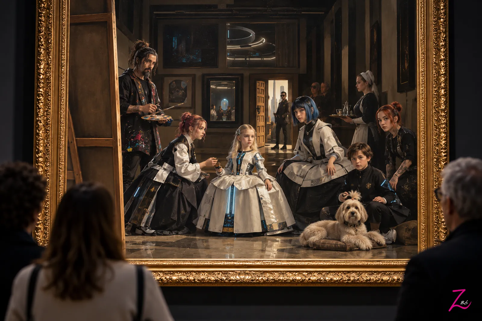 Las Meninas reinterpretadas con inteligencia artificial y estética futurista